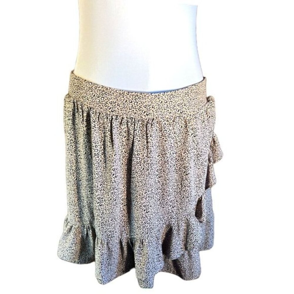 Altard State Skirt Womens Large Animal Print Ruffle Flirty